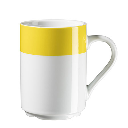 Kaffeebecher COLORATA 29cl, gelber Rand