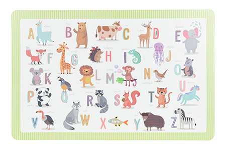 Platzmatte Alphabet Animal apfelgrün,Kunststoff PP