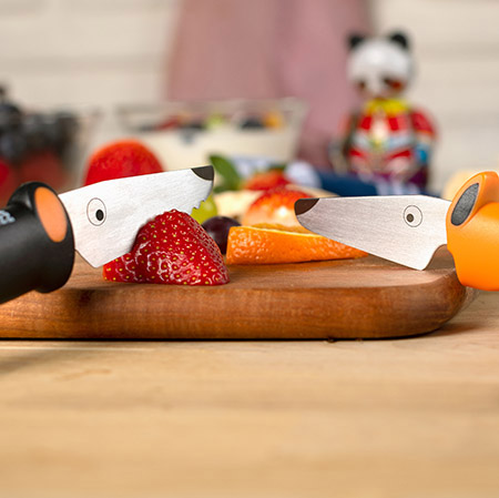 Messer-Set Hund 2-teilig orange/schwarz