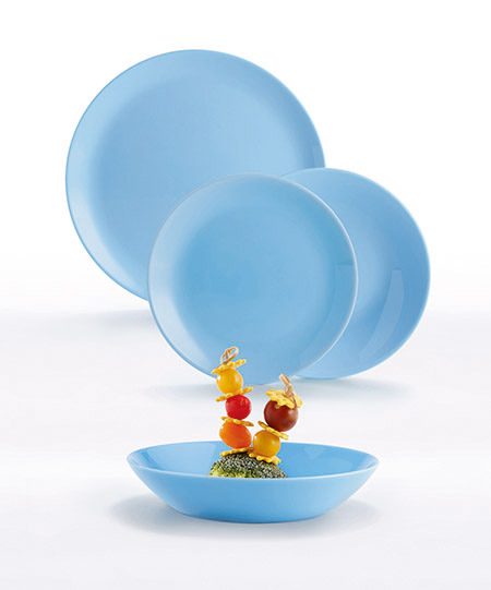 Teller flach light blue, 25cm, ohne Fahne