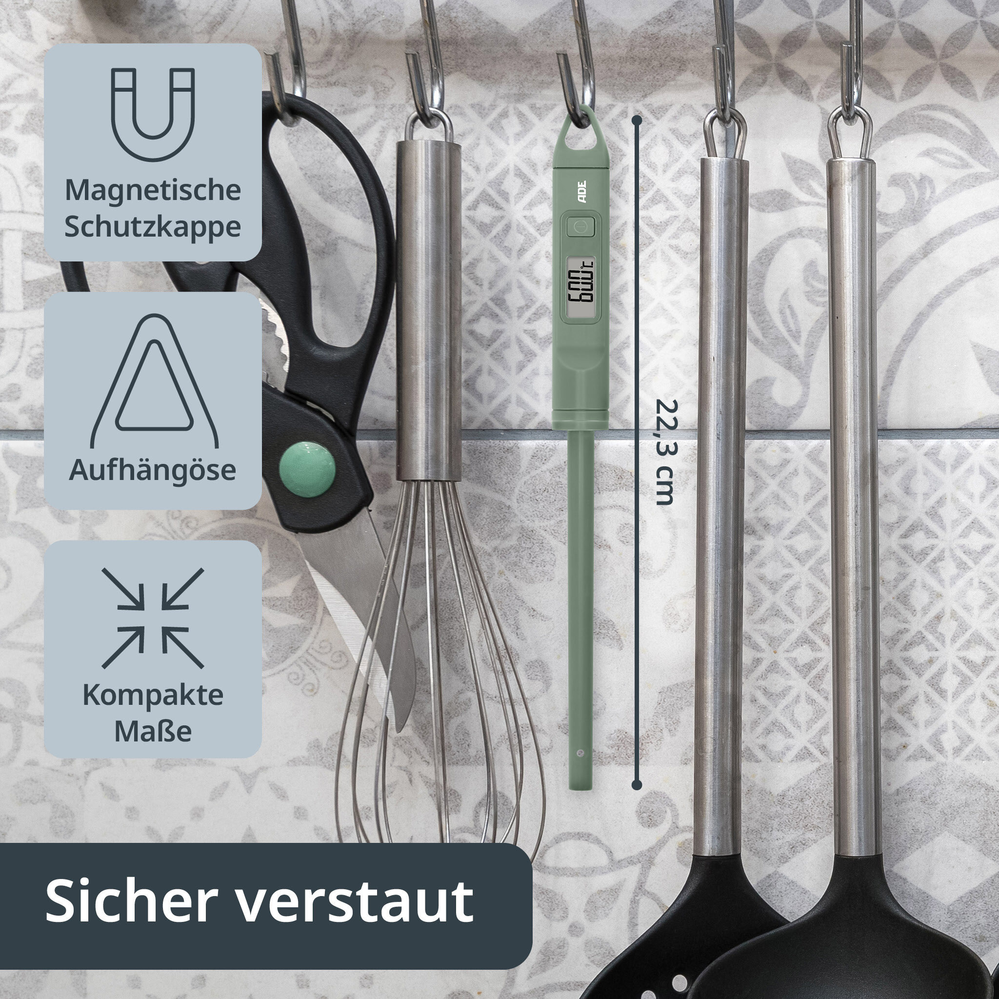 Digitales Küchenthermometer salbei -30°C b.+200°C