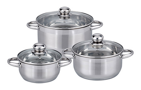 Topfset 3-teilig, Edelstahl 201, poliert
