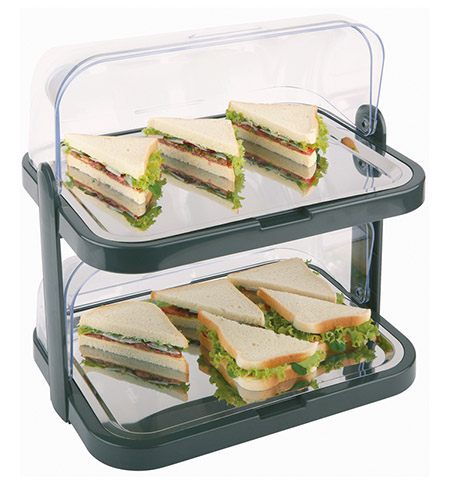 Thermo-Buffet-Vitrine, doppelt schwarz 8-tlg,