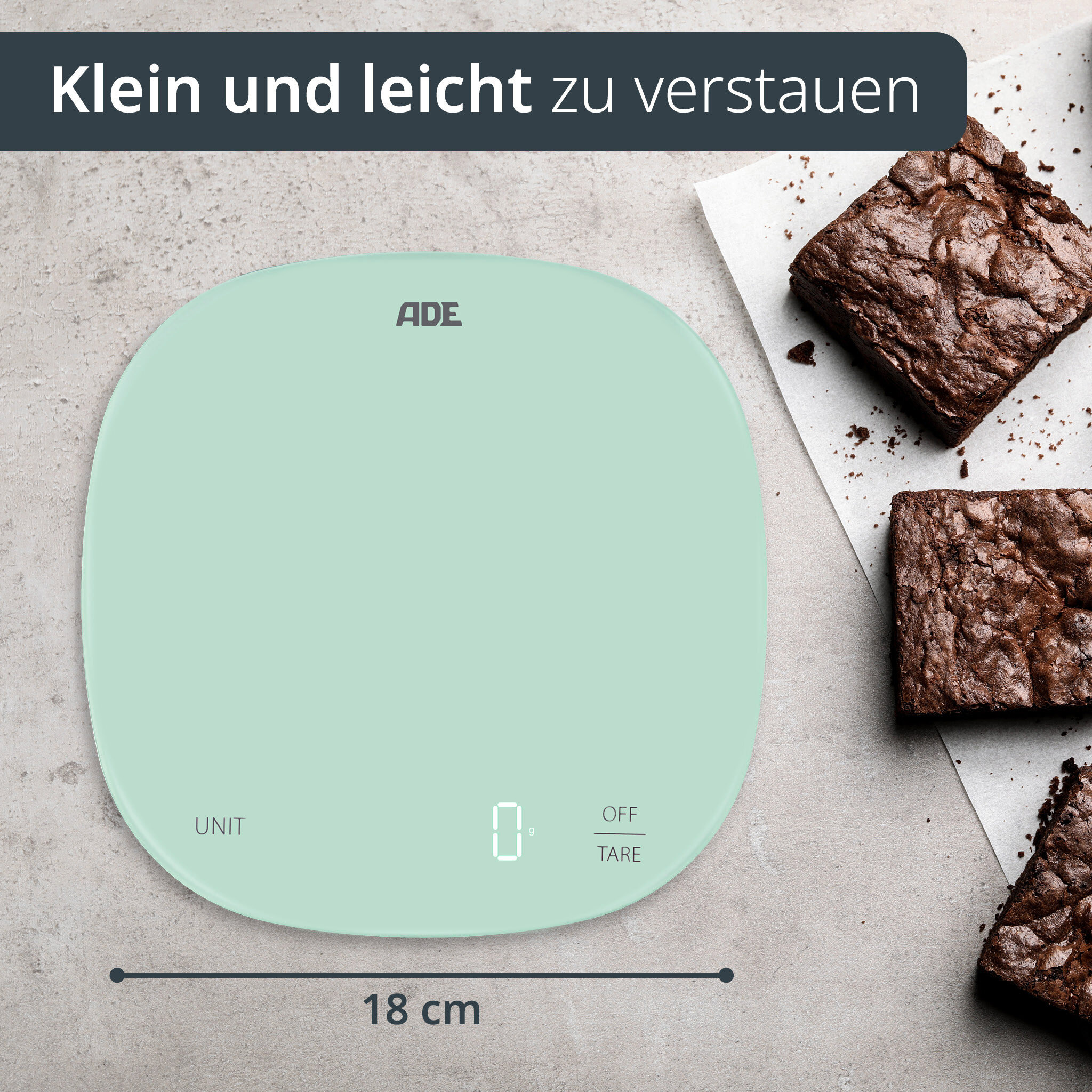 Glas-Küchenwaage Kyra, mint, Wiegebereich 10kg