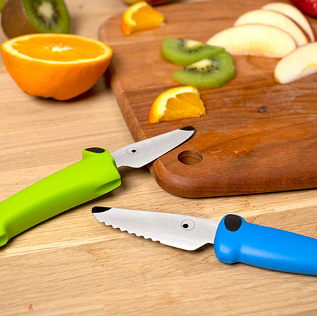 Messer-Set Hund 2-teilig, grün/blau