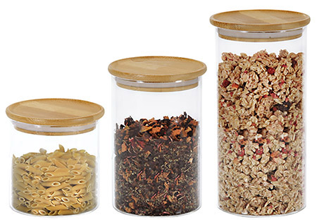 Aufbewahrungsgläser 3-teilig mit Bambusdeckel