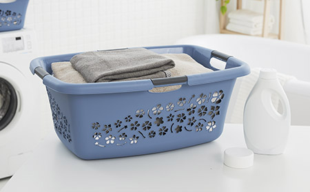 Wäschekorb Flowers 50L, horizon blue, Rotho