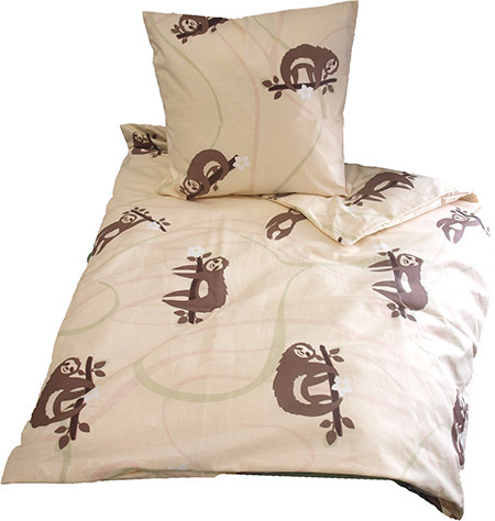 Kinderbettwäsche Faultier beige, K40x60/D100x135cm