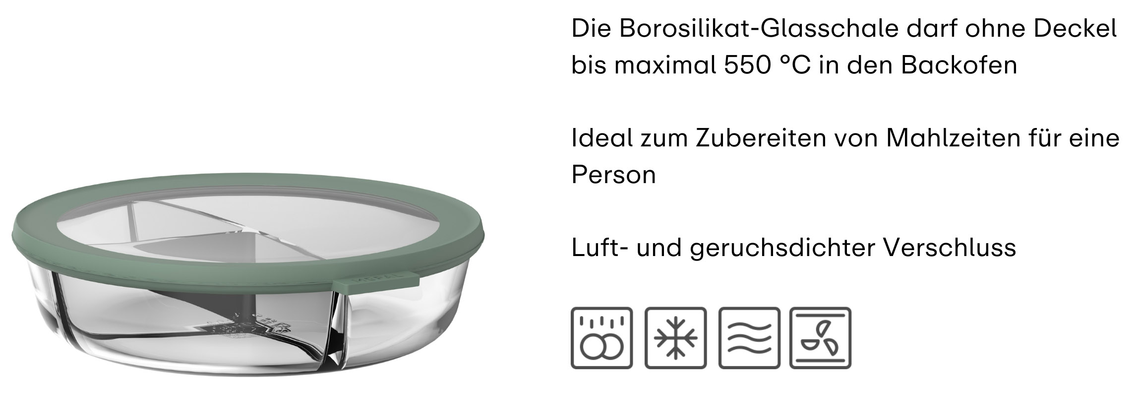 Multischale Glas, 3-geteilt, nordic sage,