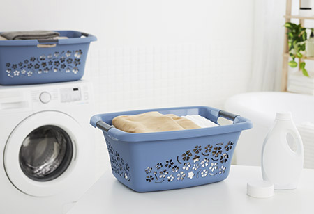 Wäschekorb Flowers 25L, horizon blue, Rotho