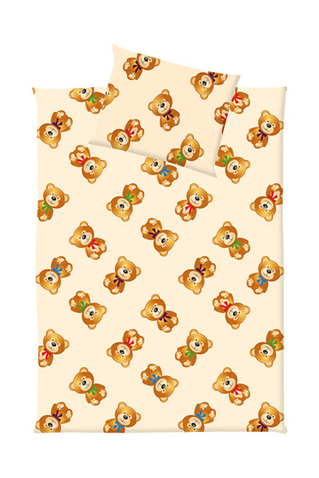 Kinderbettwäsche Teddy braun, K40x40/D75x100cm