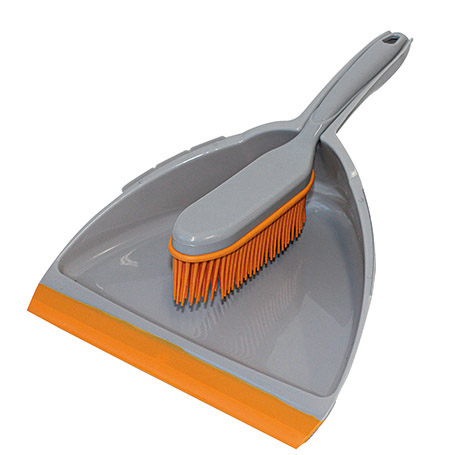 Gummi-Kehrgarnitur, grau-orange, 2tlg, Kunststoff,