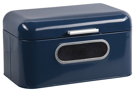 Brotbox, blau, Metall mit Sichtfenster