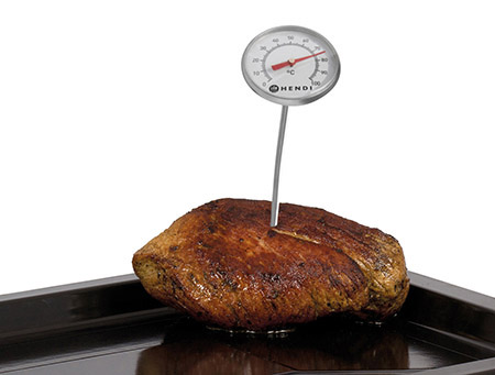 Einstech-Thermometer, analog rund, Edelstahl