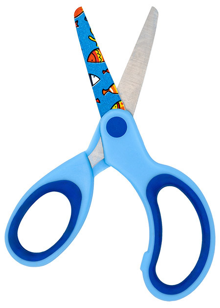 Bastelschere blau, 13cm Motiv Fische