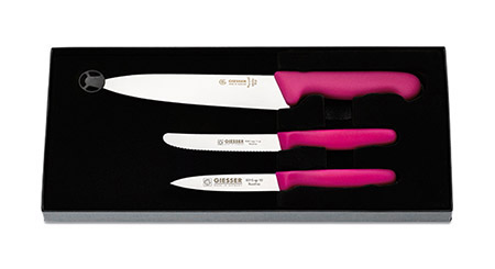 Kochmesser-Set, 3-teilig, pink