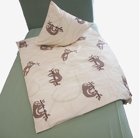 Kinderbettwäsche Faultier beige, K40x60/D100x135cm