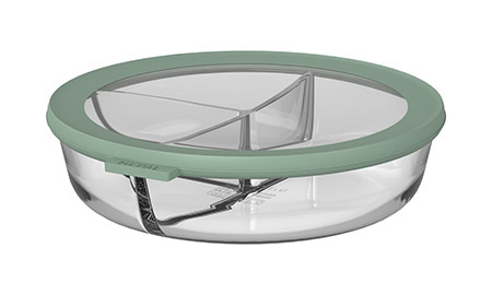 Multischale Glas, 3-geteilt, nordic sage,