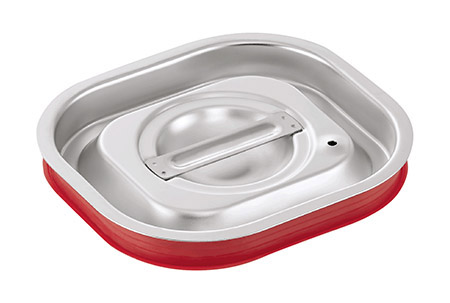 GN-Deckel Chrom-Nickel-Stahl, rote Silikondichtung