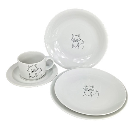 Teller flach Ø21cm, Motiv Fuchs, Waldbande