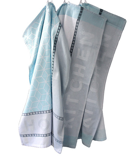Geschirrtuch 3-er Pack, blau, 100% Baumwolle
