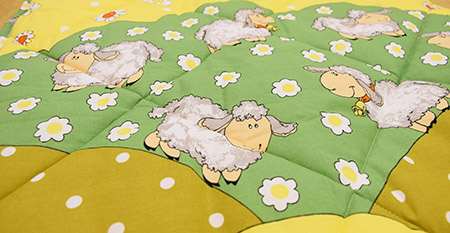 Kinderschlafsack Schafe gelb 70 x 140cm