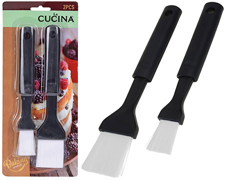 Backpinsel-Set, 2-teilig, Kunststoff schwarz,