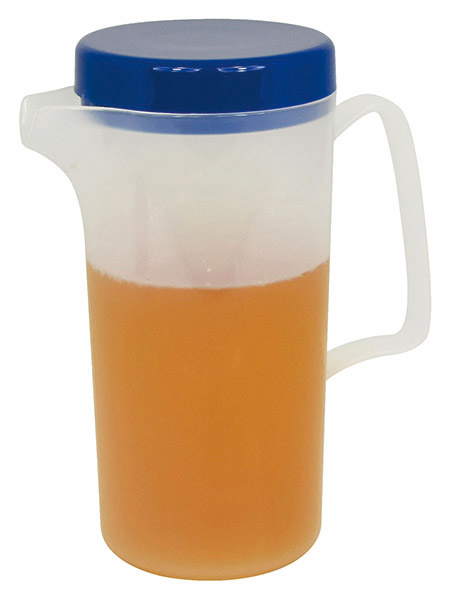 Kanne 0,6L, transparent - blauer Deckel