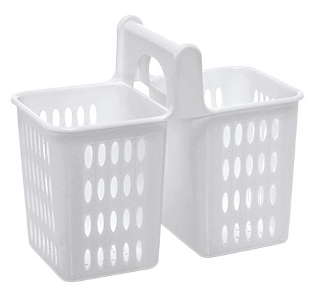 Besteckkorb, 2-fach, weiß, Kunststoff,