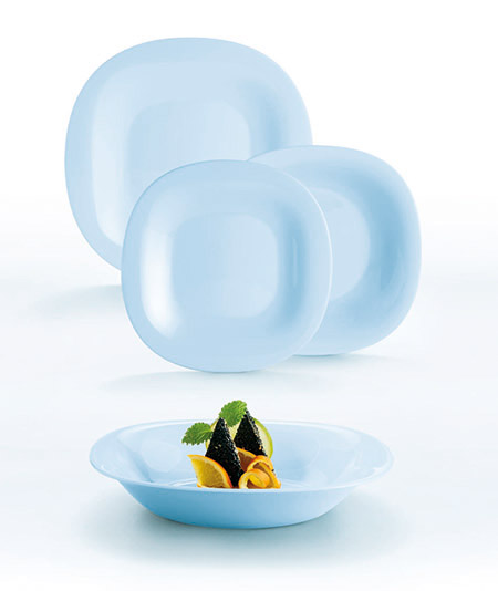 Teller tief light blue, 21x21cm eckig