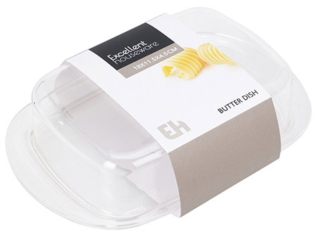 Butterdose, transparent, Kunststoff PS,
