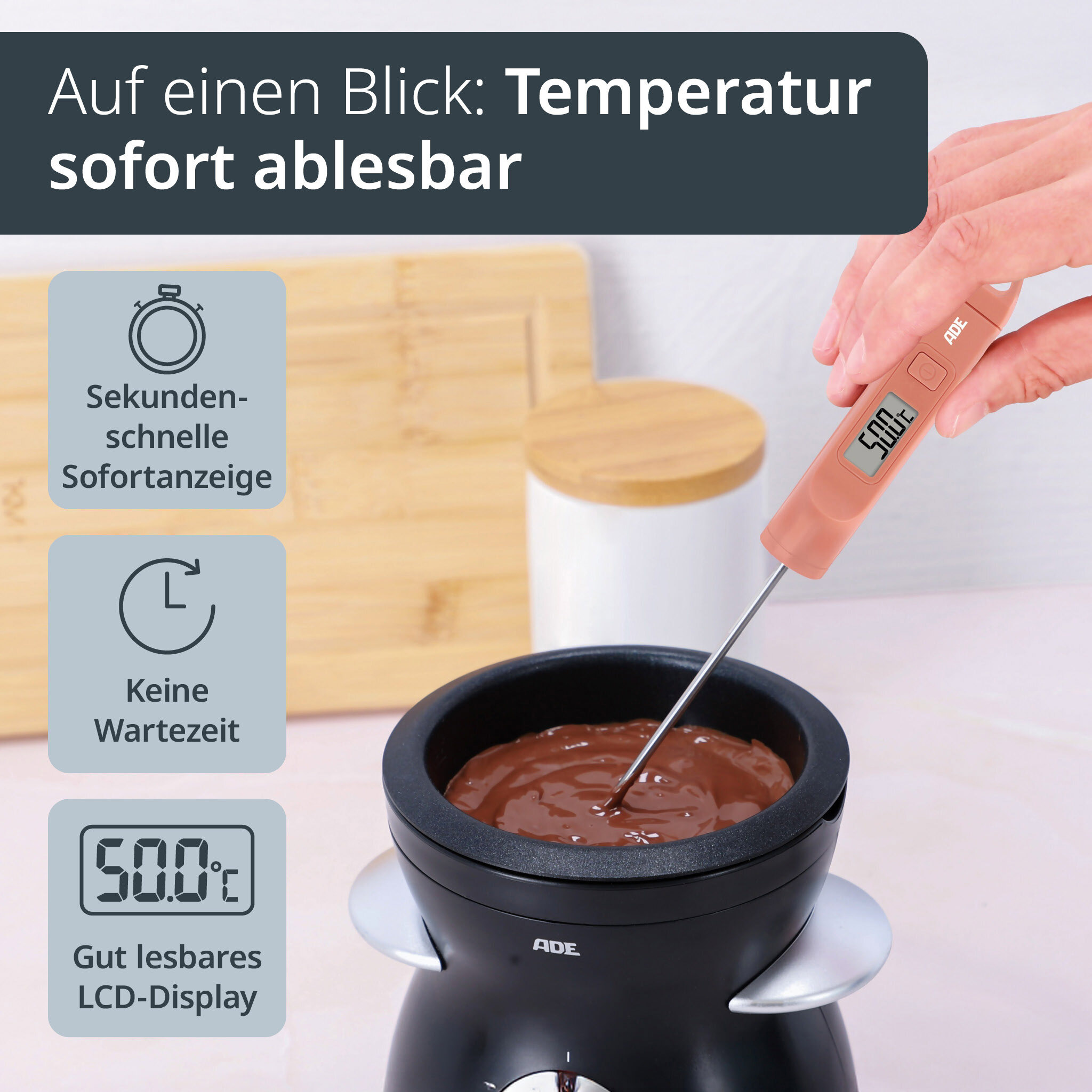 Digitales Küchenthermometer koralle -30°C b.+200°C