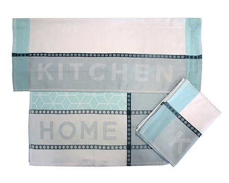 Geschirrtuch 3-er Pack, blau, 100% Baumwolle
