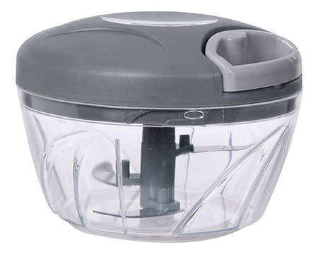 Gemüsehacker/Zwiebelschneider grau, mit Kordelzug