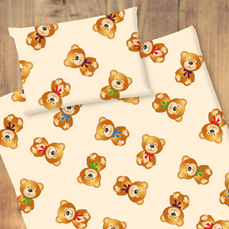 Kinderbettwäsche Teddy braun, K40x60/D100x135cm