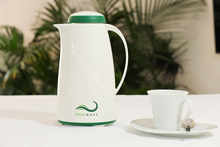 Isolierkanne 1L, Green Wave weiß, helios