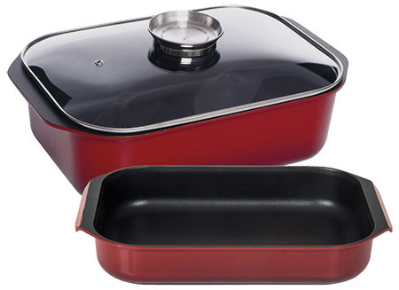 Bräter-Set 2-teilig, RED mit 1 Glasdeckel