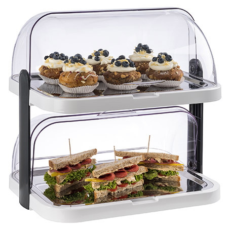 Thermo-Buffet-Vitrine, doppelt weiß 8-tlg,