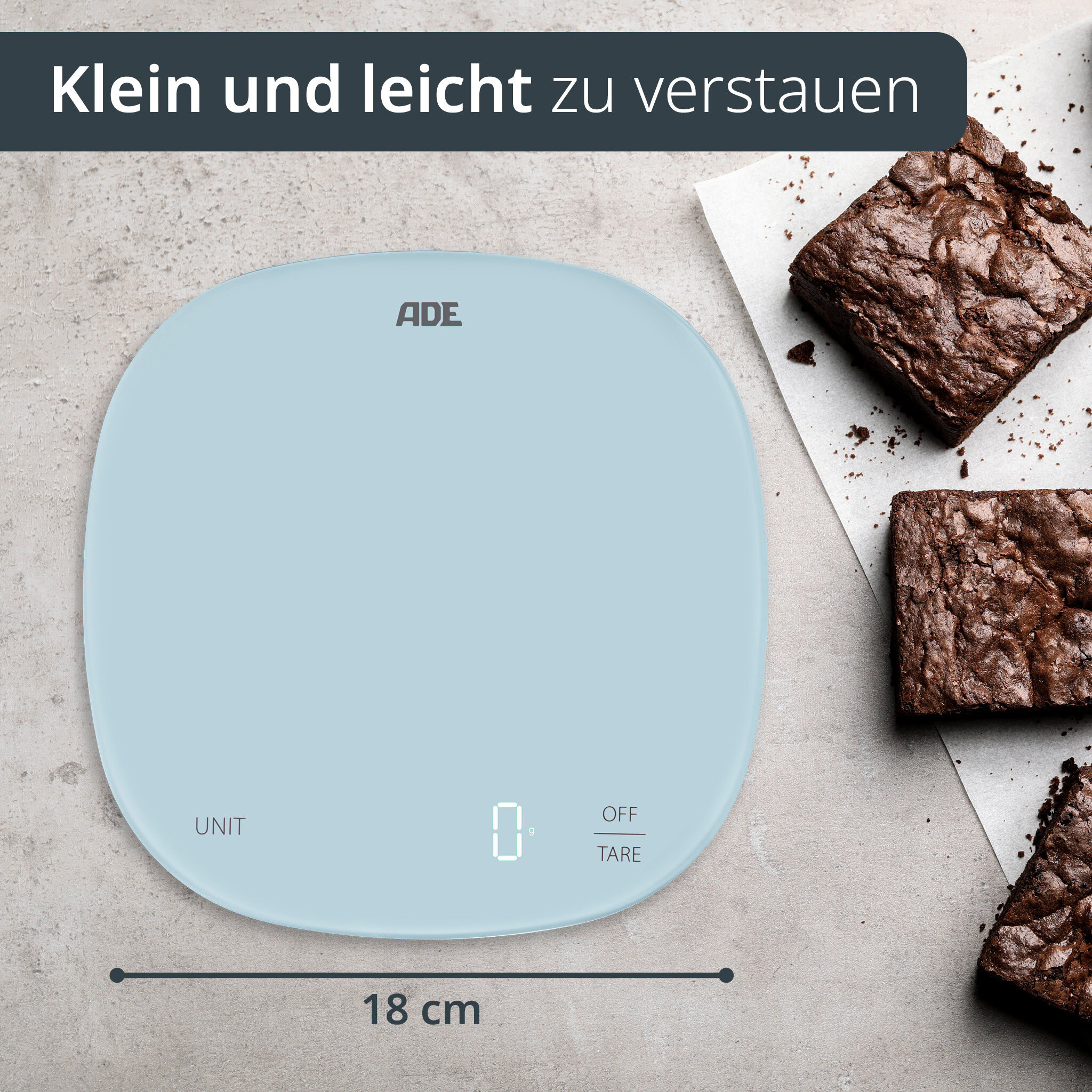 Glas-Küchenwaage Kyra hellblau Wiegebereich 10kg