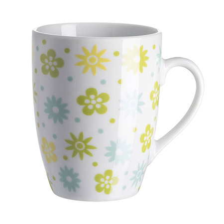 Kaffeebecher Flower grün, Porzellan, 29cl