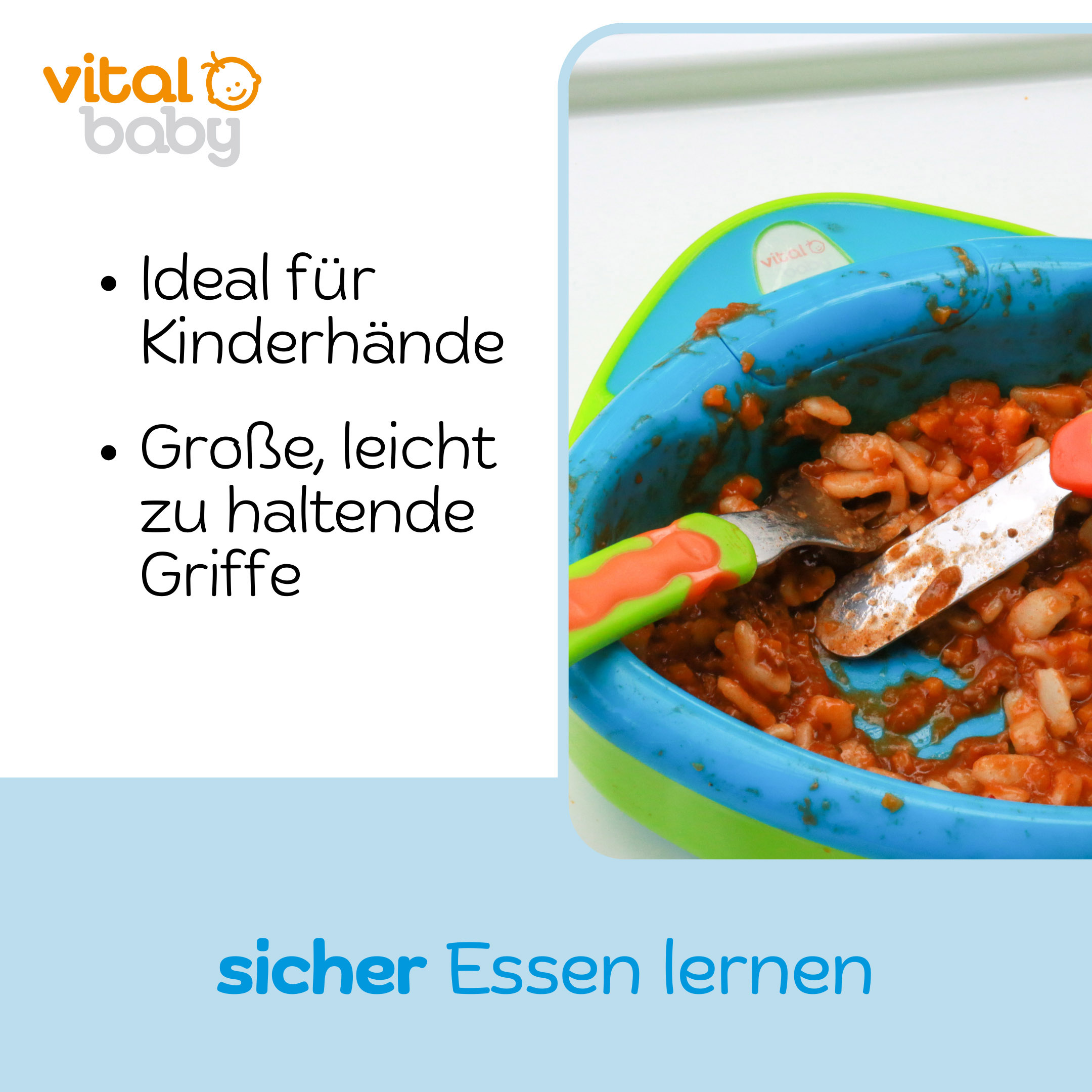 Kinderbesteck-Set 3tlg. blau/grün, ab 12 Monate