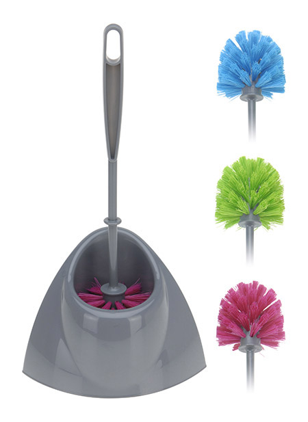 WC-Bürste mit Halter, Kunststoff, dunkelgrau